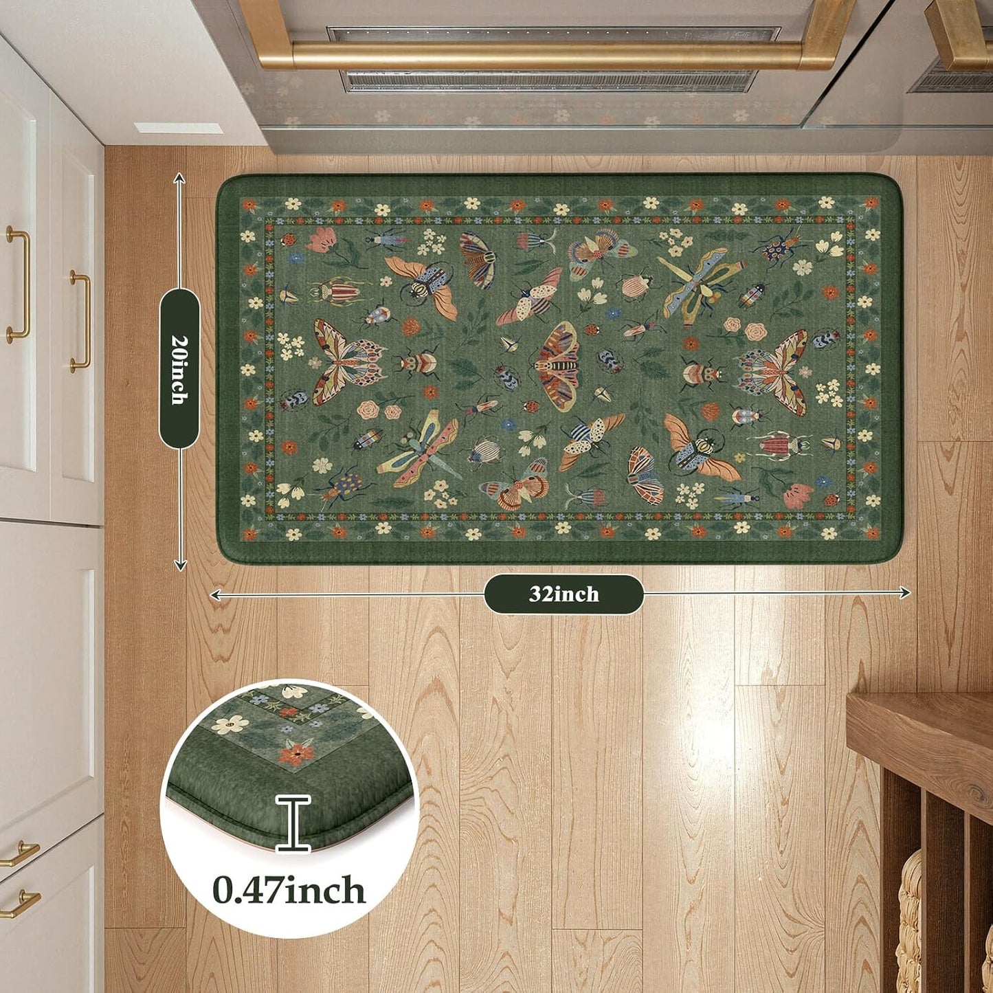 Alfombrilla antifatiga cocina 20x31pulg espuma viscoelástica verde