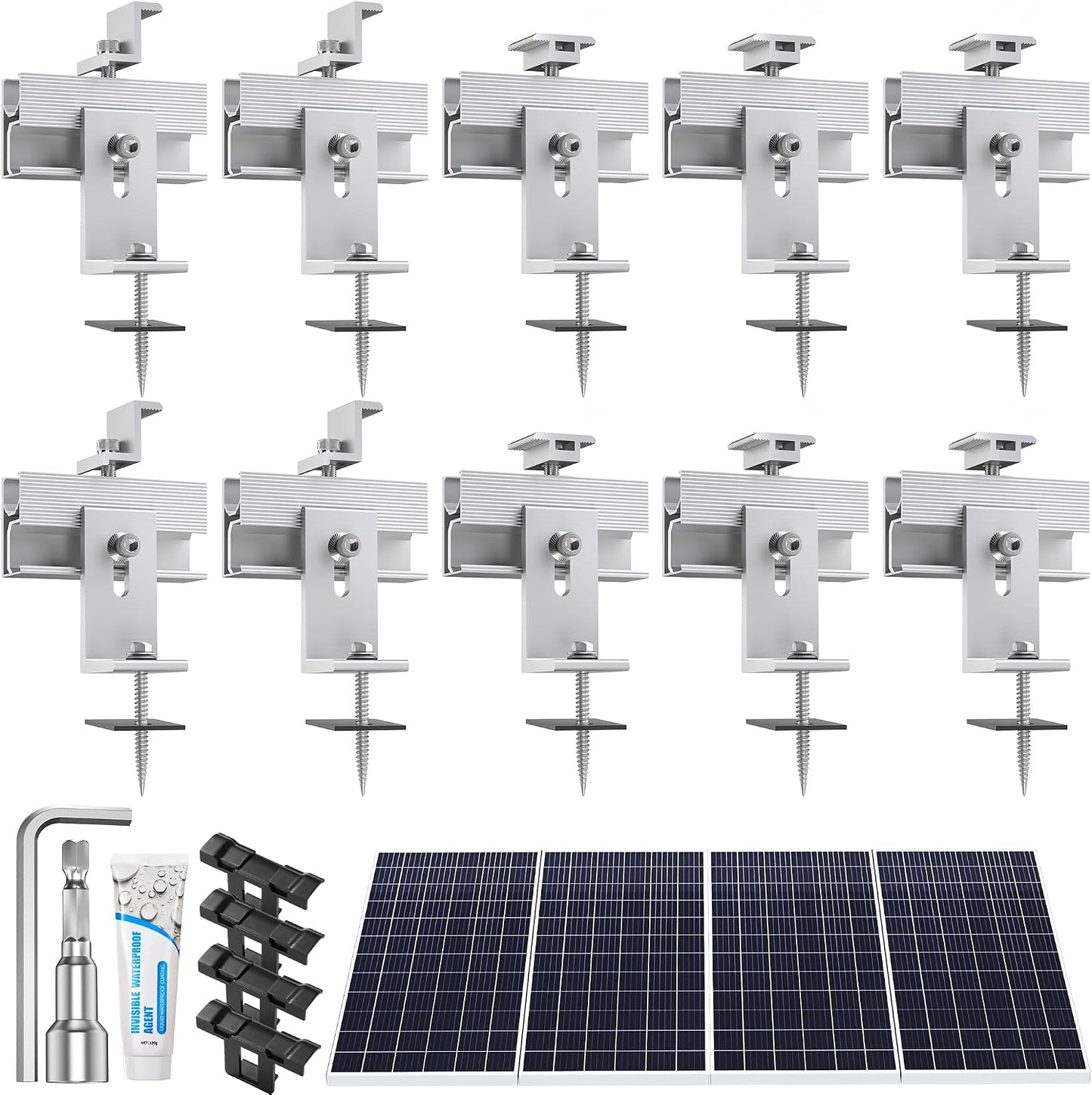 Kit 10 Soportes Aluminio para Paneles Solares 100-400W