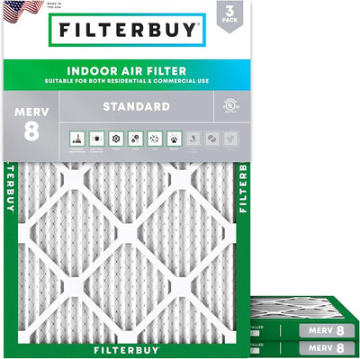 Filtro aire MERV 8 16.5x21x1" plisado 3 pzas