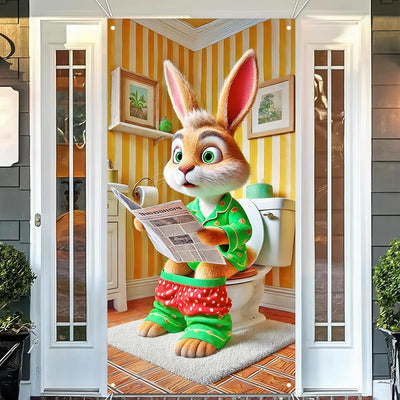 Cubierta puerta Pascua conejo huevo 71x35pulg decoración fiesta
