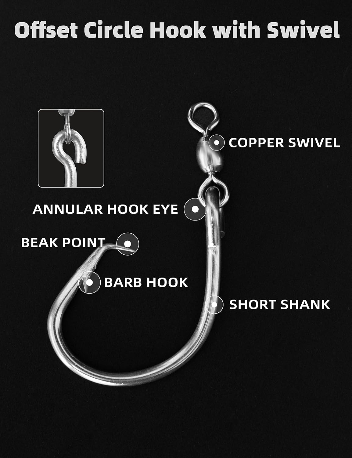 Gancho circular comp 5/10 pzas acero inox para pesca dulce