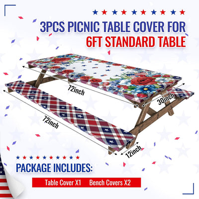 Set fundas mesa picnic bandera USA ajustable impermeable