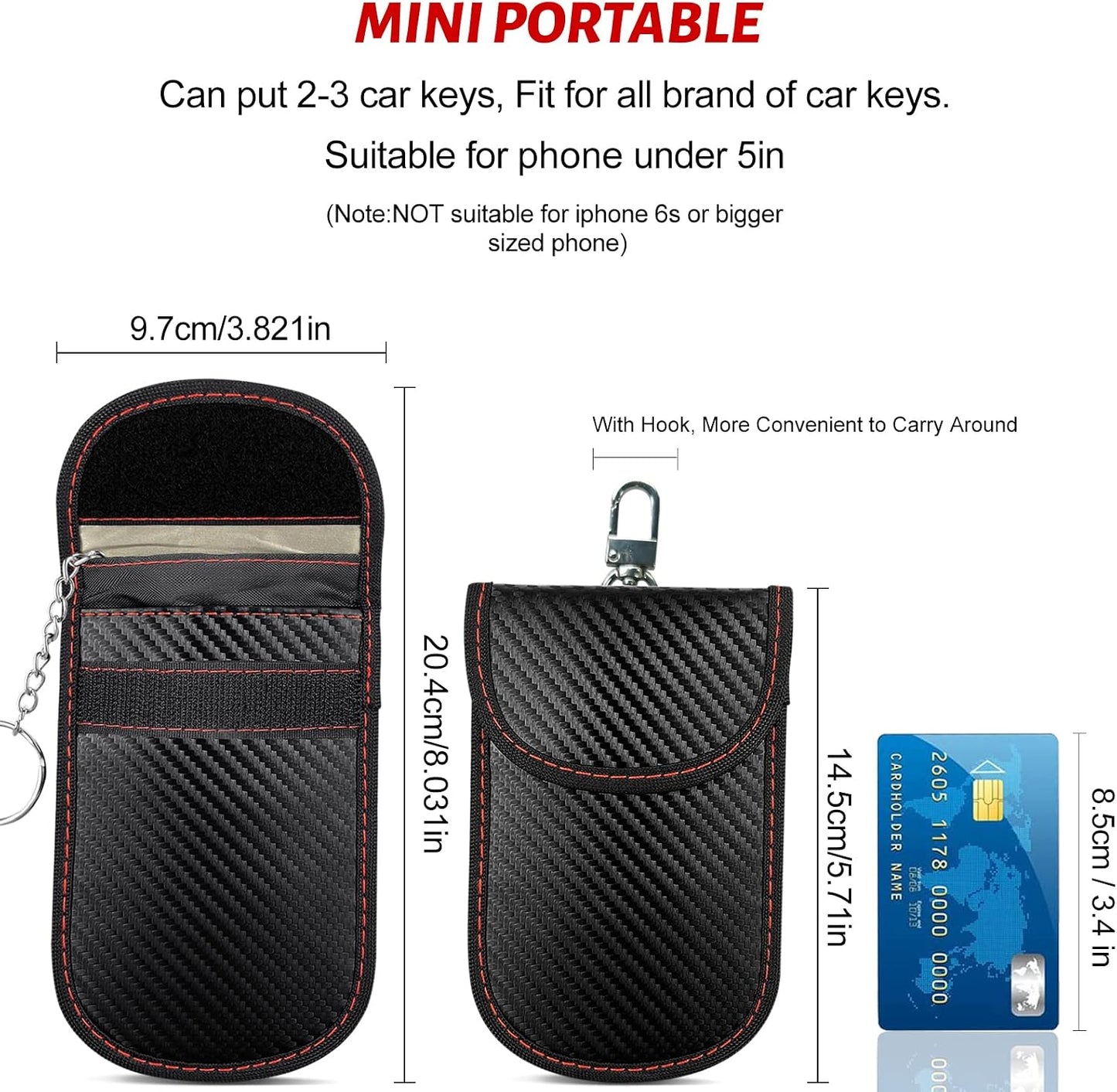 Caja Faraday para llaves coche bloqueo señal tamaño pequeño