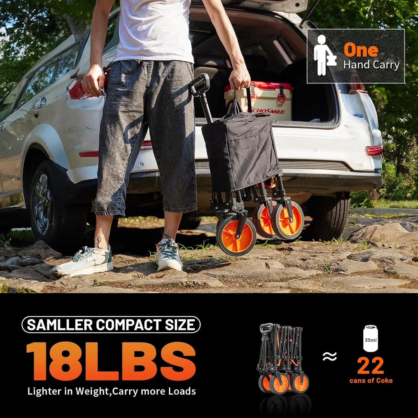 Carro plegable resistente 300lb ruedas ajustables camping