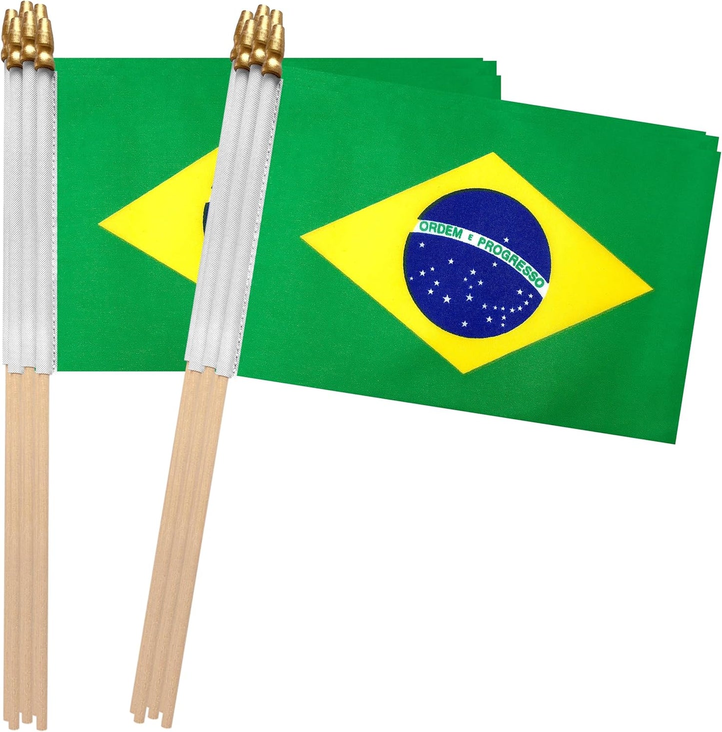 Banderas mano brasileñas 5x8pulg pack 12