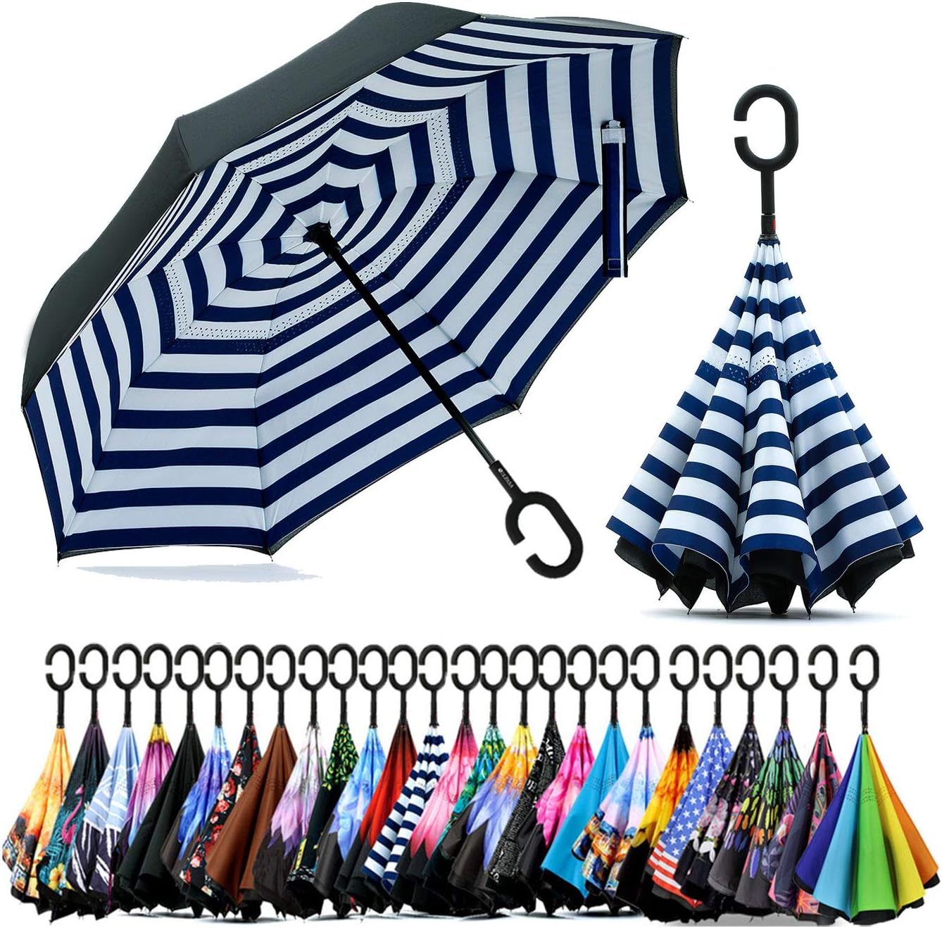 Paraguas invertido doble toldo 49/56pulg resistente viento