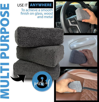 Almohadilla microfibra 5x3pulg set 8 para pulido automóvil