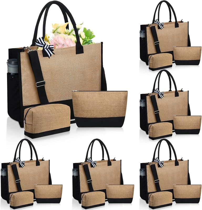 Bolsas arpillera y cosméticos reutilizables para playa viaje