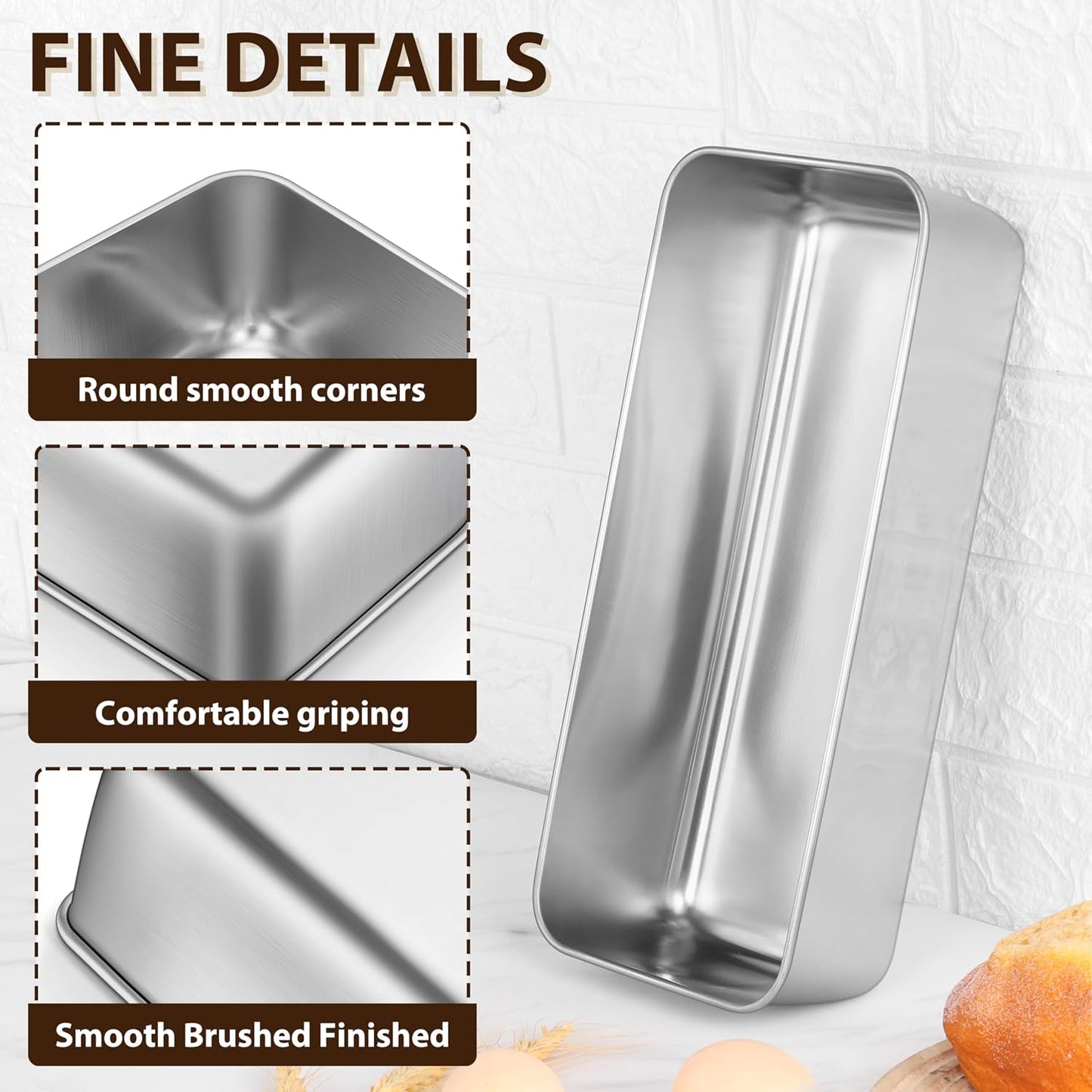 Moldes pan acero inox 30x13cm 3 Pzas horno lavavajillas