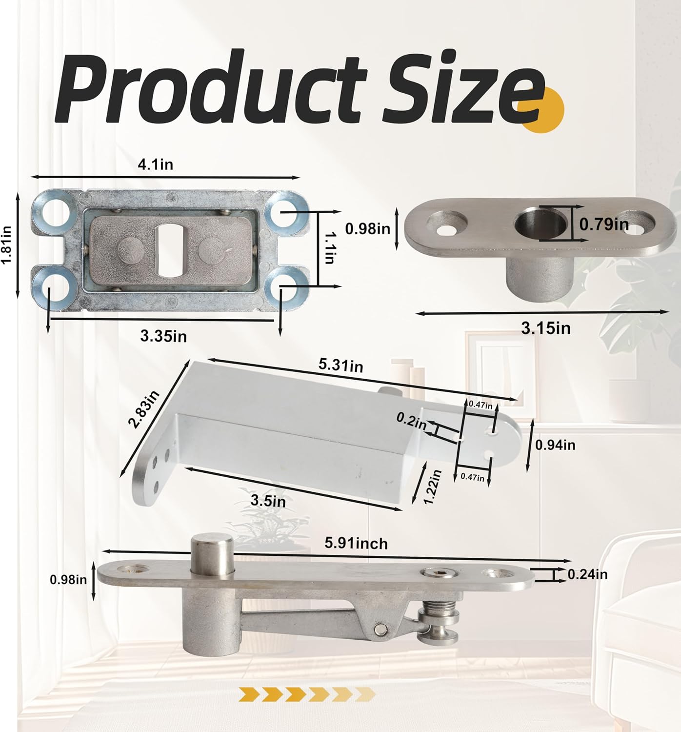Bisagra pivote puerta cierre automático acero inox 360