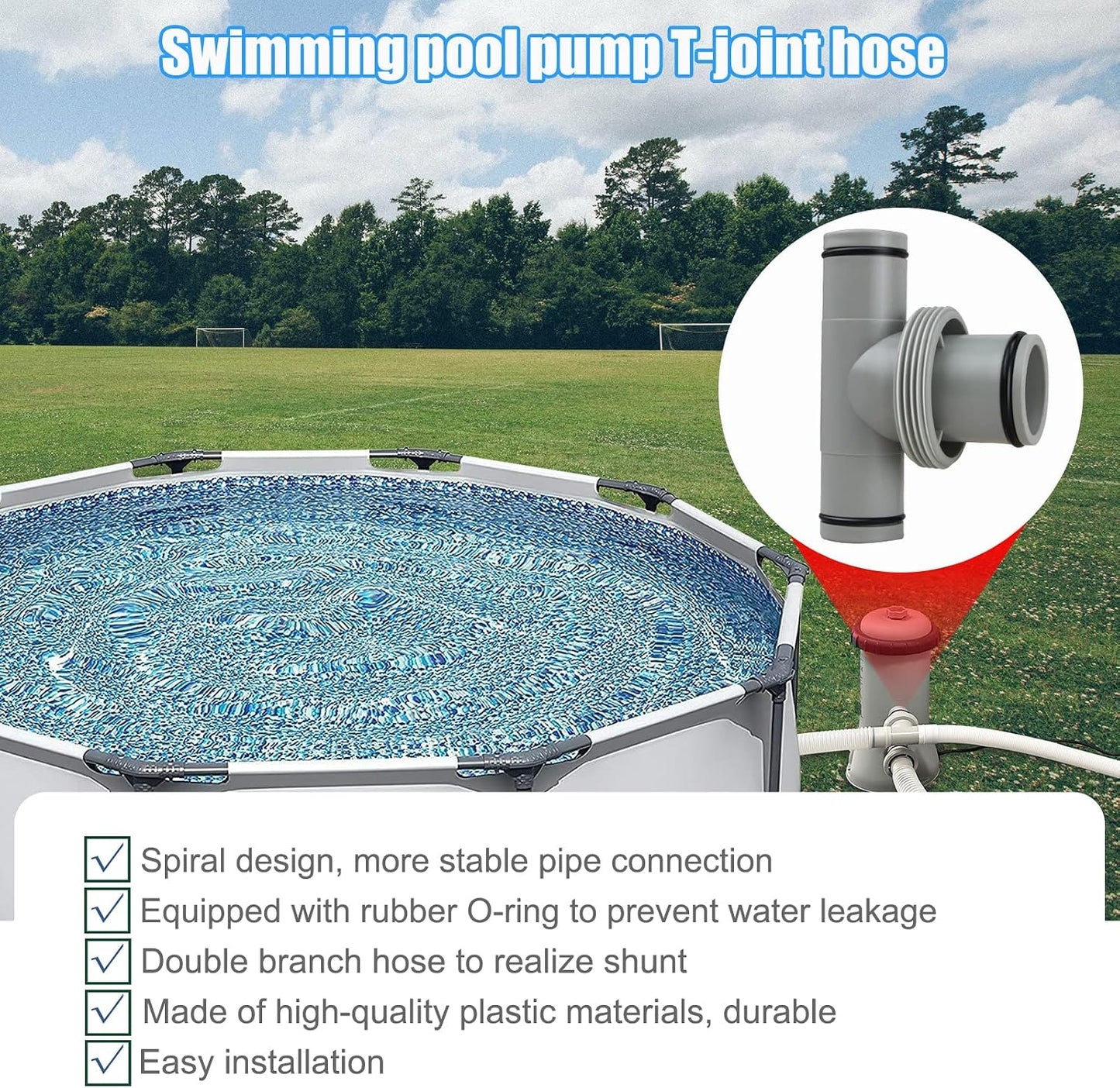 Conector manguera piscina junta en T 1.5ft a 1.25ft