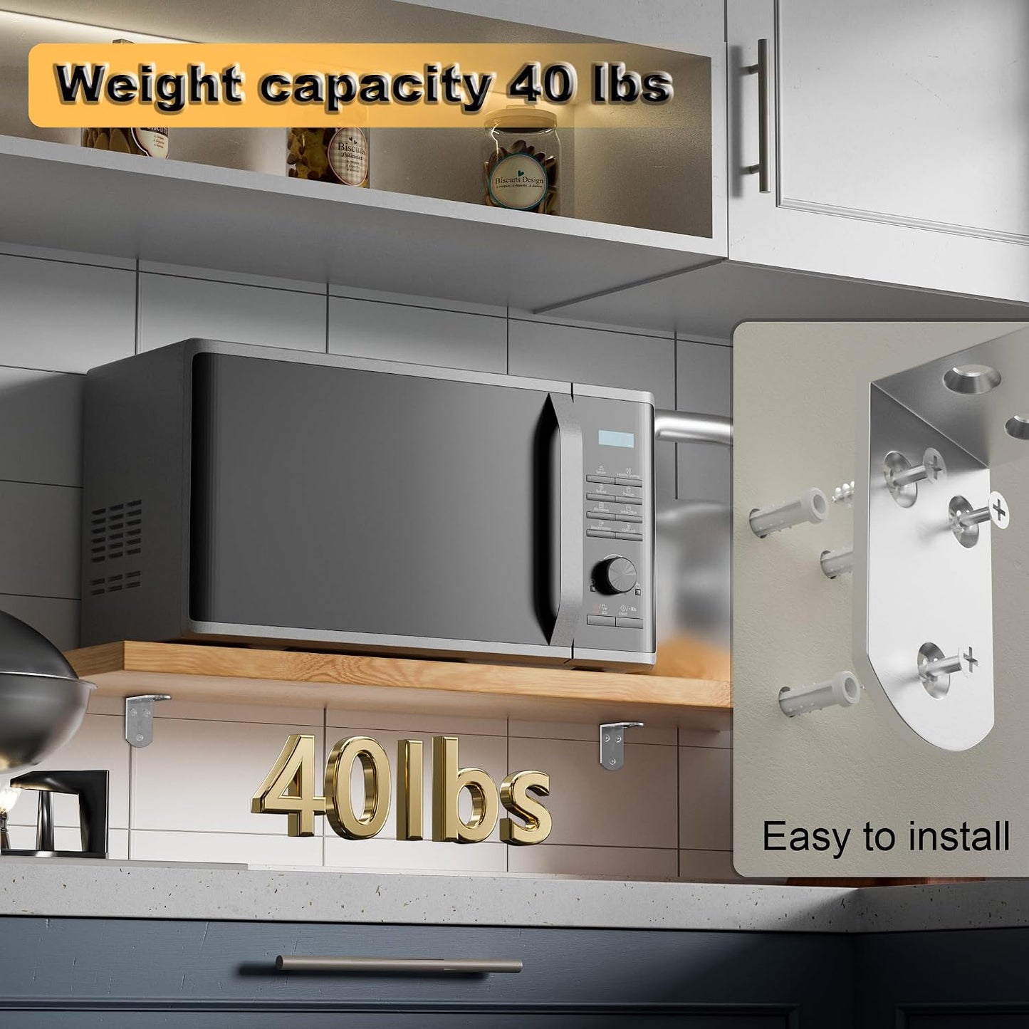 4 Soportes L Acero Inox para Estantes Resistentes
