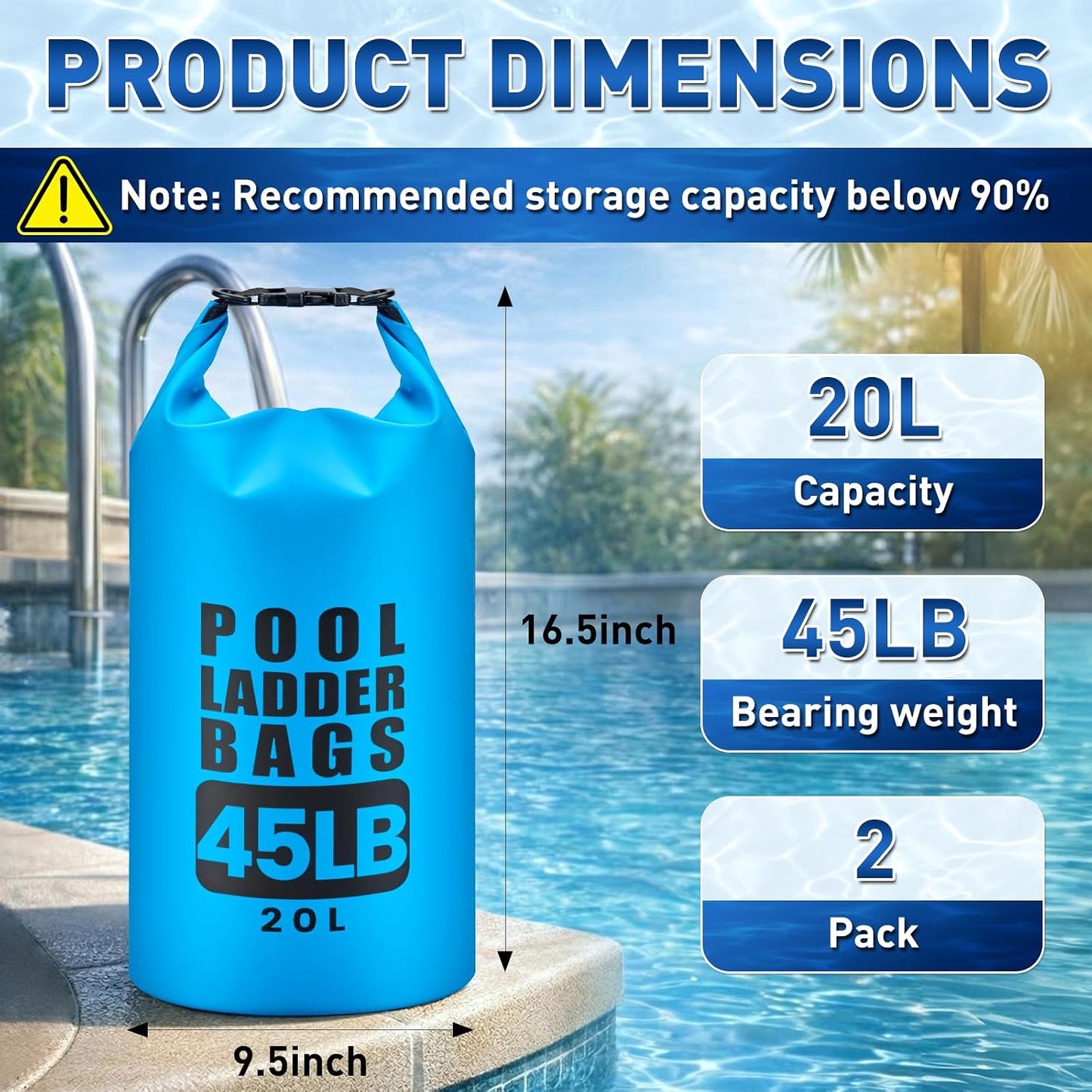 2 Bolsas Arena 20L para Pesos Escalones Piscina PVC 500D