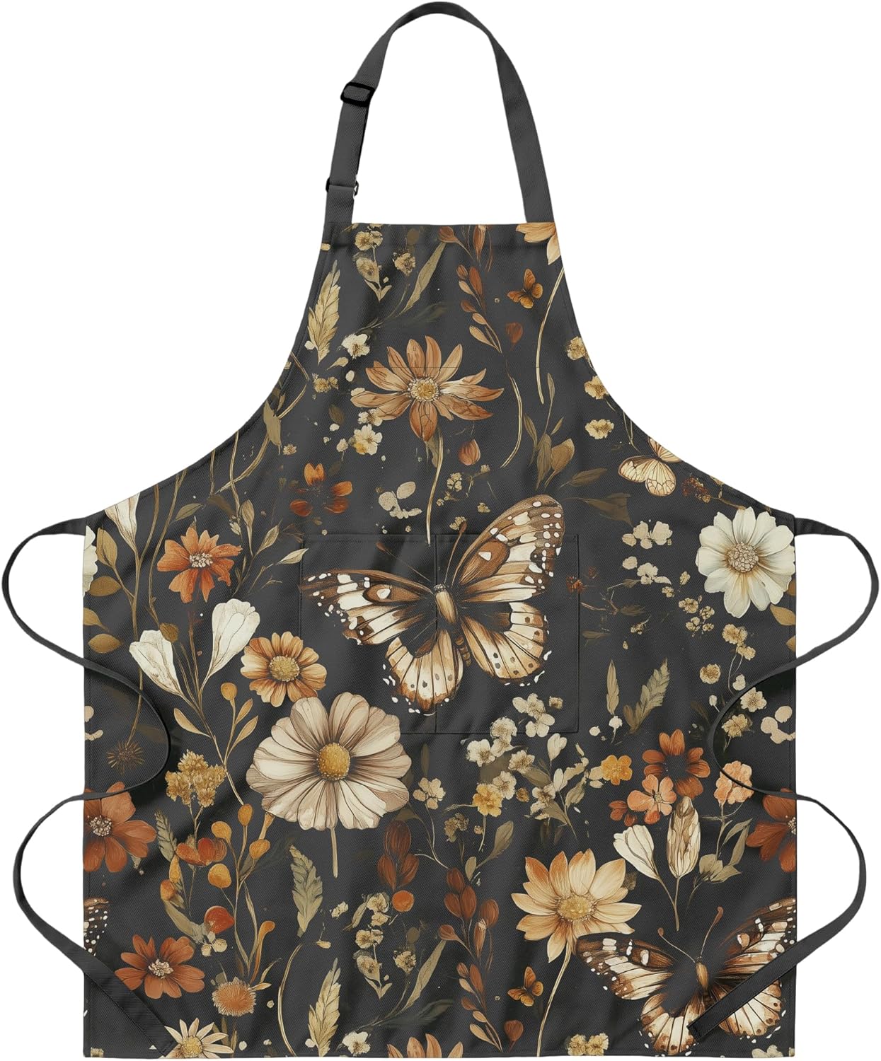 Delantal floral mujer bolsillos ajustables cocina jardinería