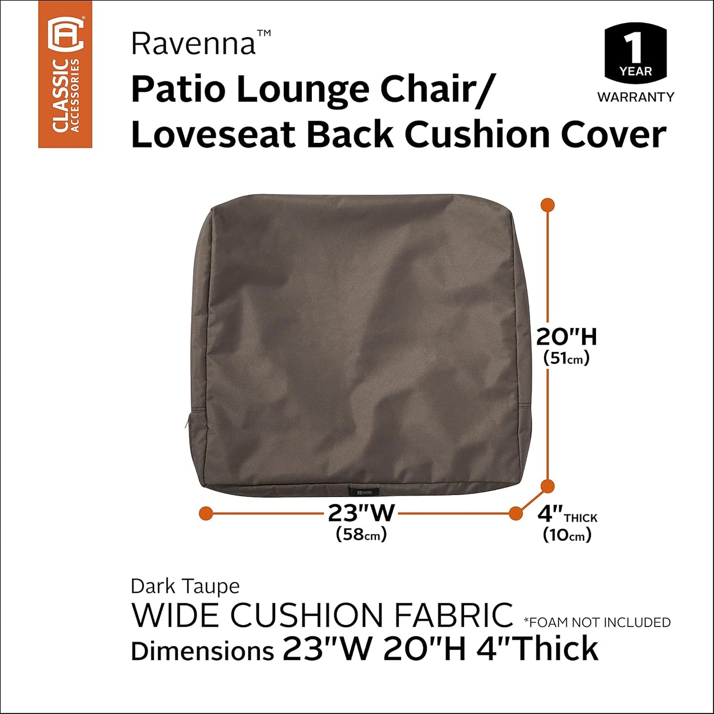 Funda cojín exterior 23x20" resistente al agua gris topo
