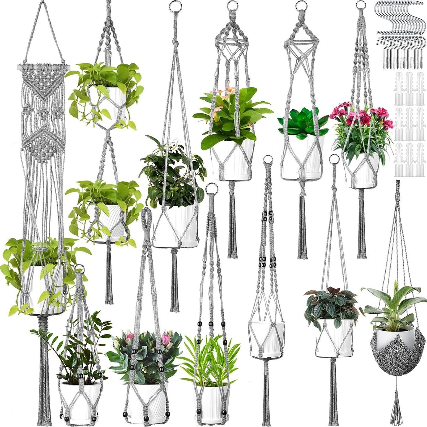 12 Pzas Macramé para Macetas Colgantes Bohemias
