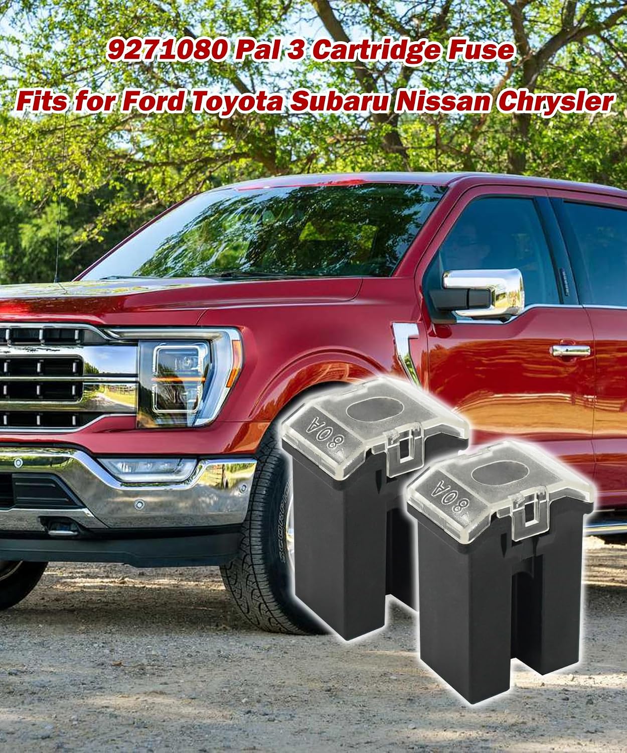 2 Fusibles 80A Negro Pal 3 Cartuchos para Ford Toyota Lexus