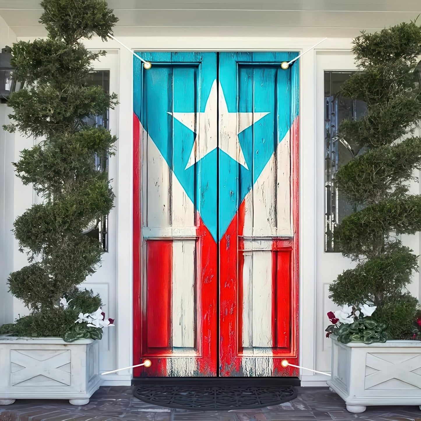 Cubierta puerta bandera puertorriqueña 71x35" porche