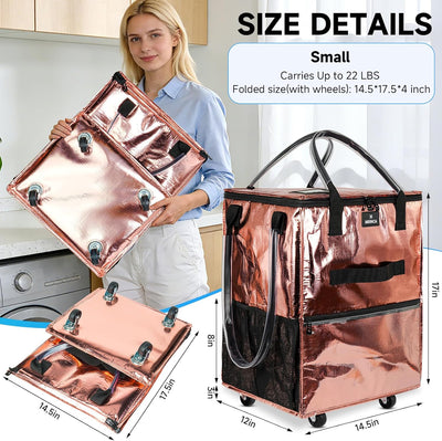 Bolsa comestibles reutilizable con ruedas plegable 6 bolsillos