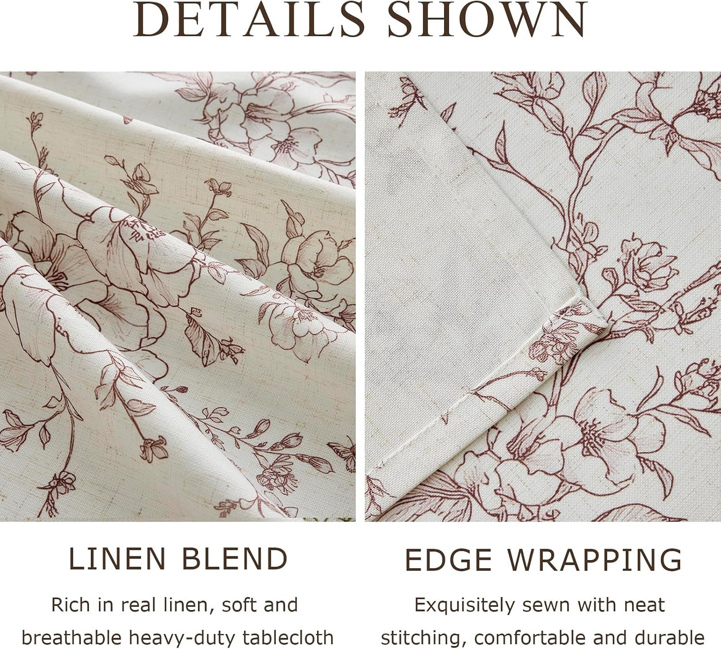 Mantel lino floral textura arpillera estilo granja