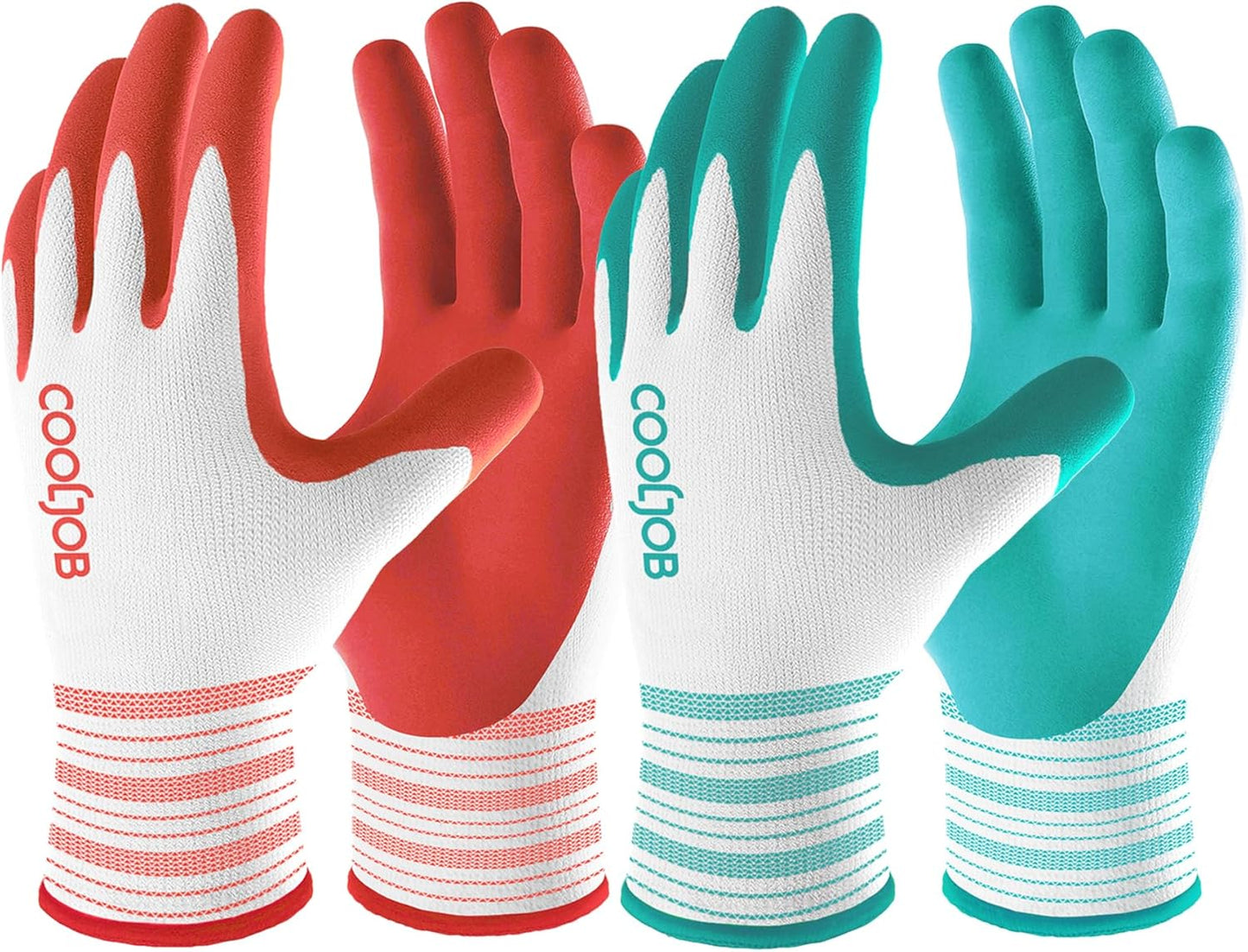 6 Pzas Guantes Jardinería Mujer Talla Grande Rojo y Verde