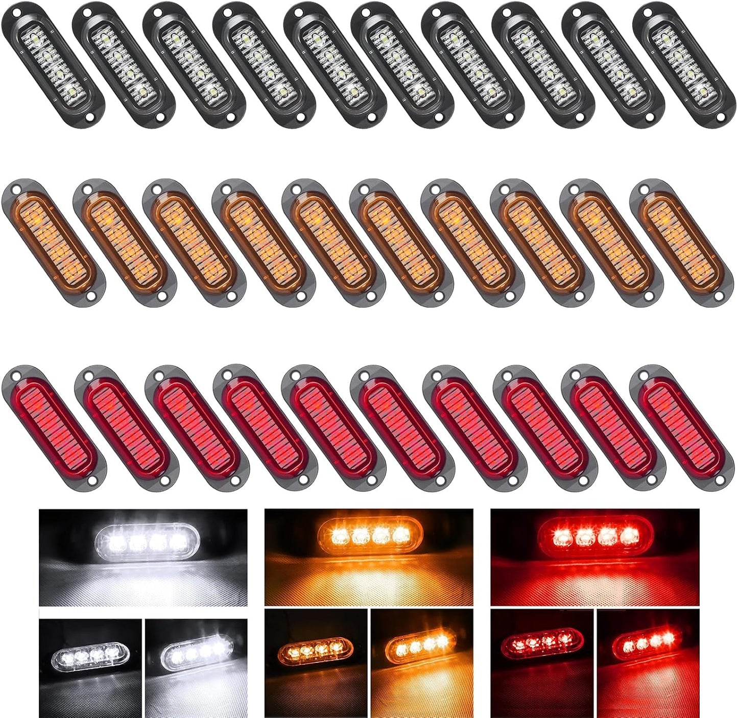 Kit 30 Luces LED Remolque Camión Impermeables DC12/24V