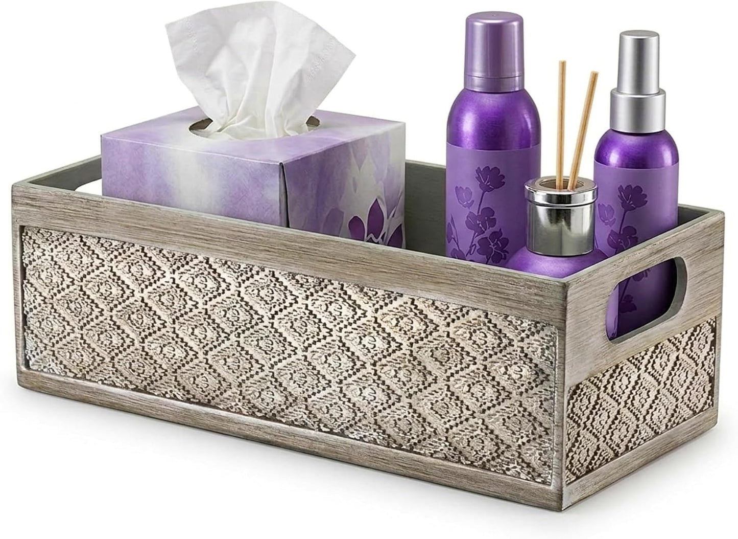 Caja decorativa baño plateada para papel higiénico