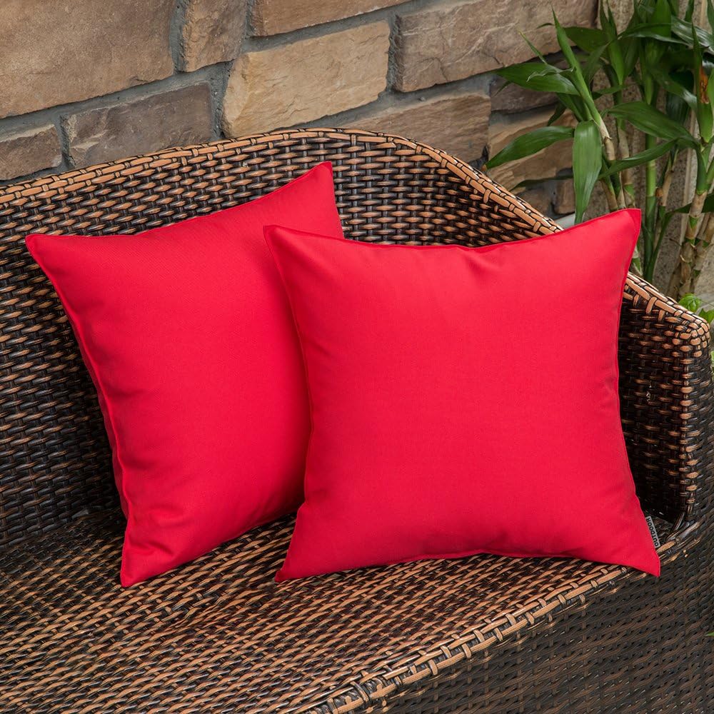 2 Fundas Cojín Decorativas Impermeables 24x24pulg Rojo