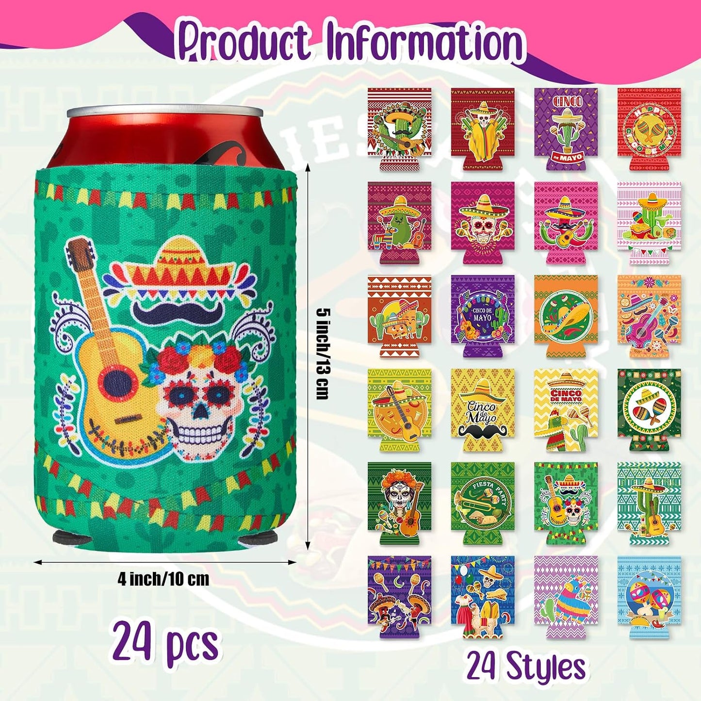 24 Pzas Decoraciones Fiesta Cactus 12oz