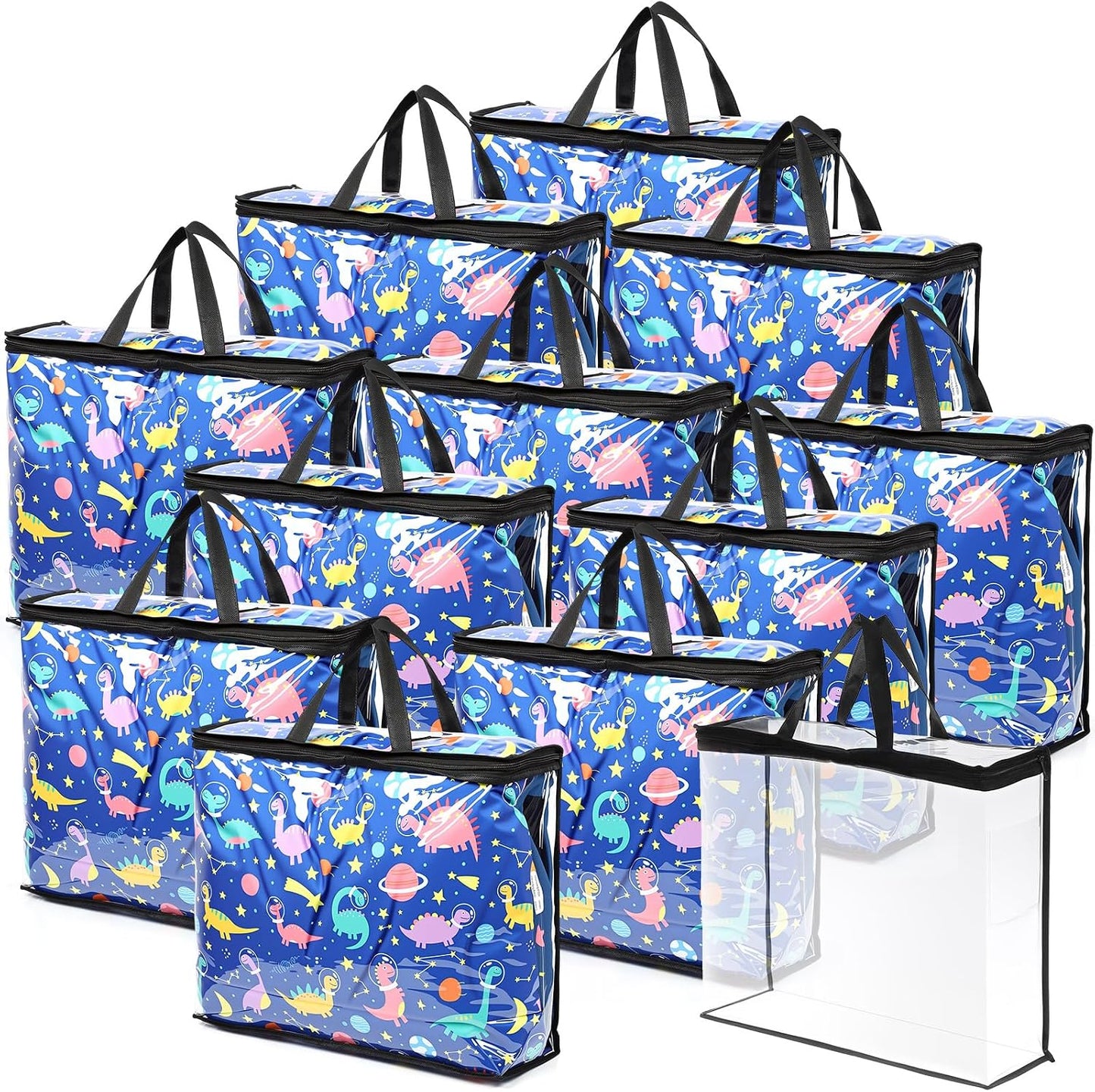12 Bolsas Almacenamiento Transparentes 18x15x5" con Asa