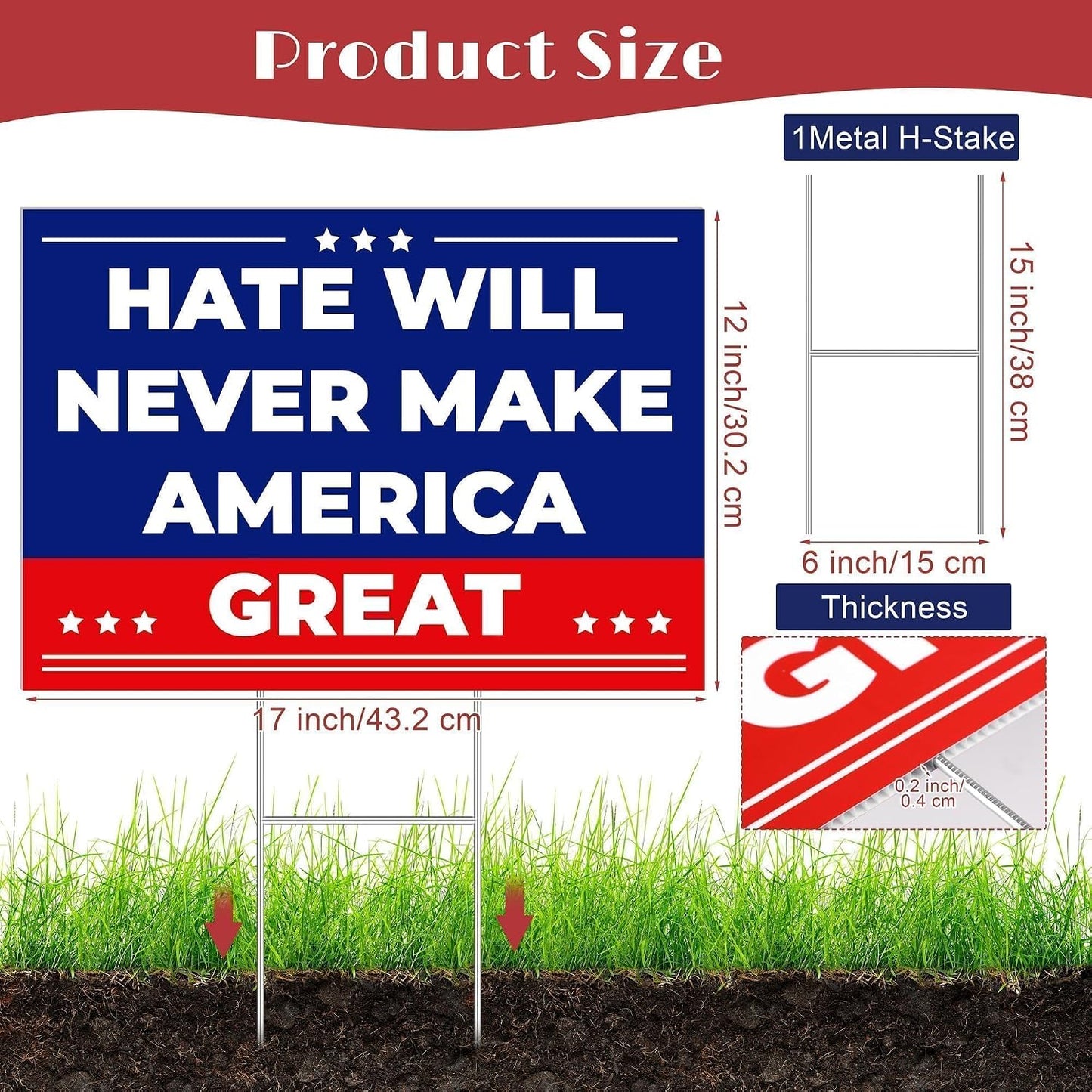 Letrero anti Trump MAGA 17x12" metal resistente