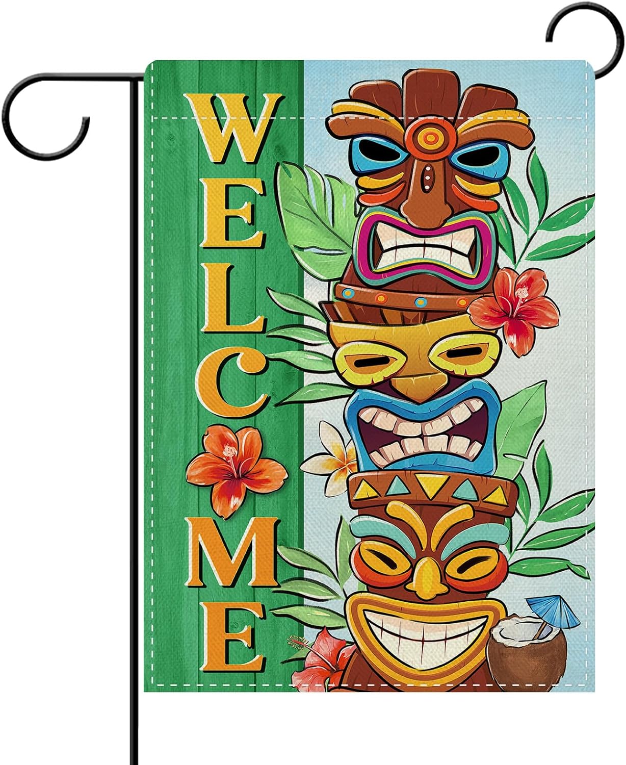 Bandera decorativa jardín tiki hojas palma monstera