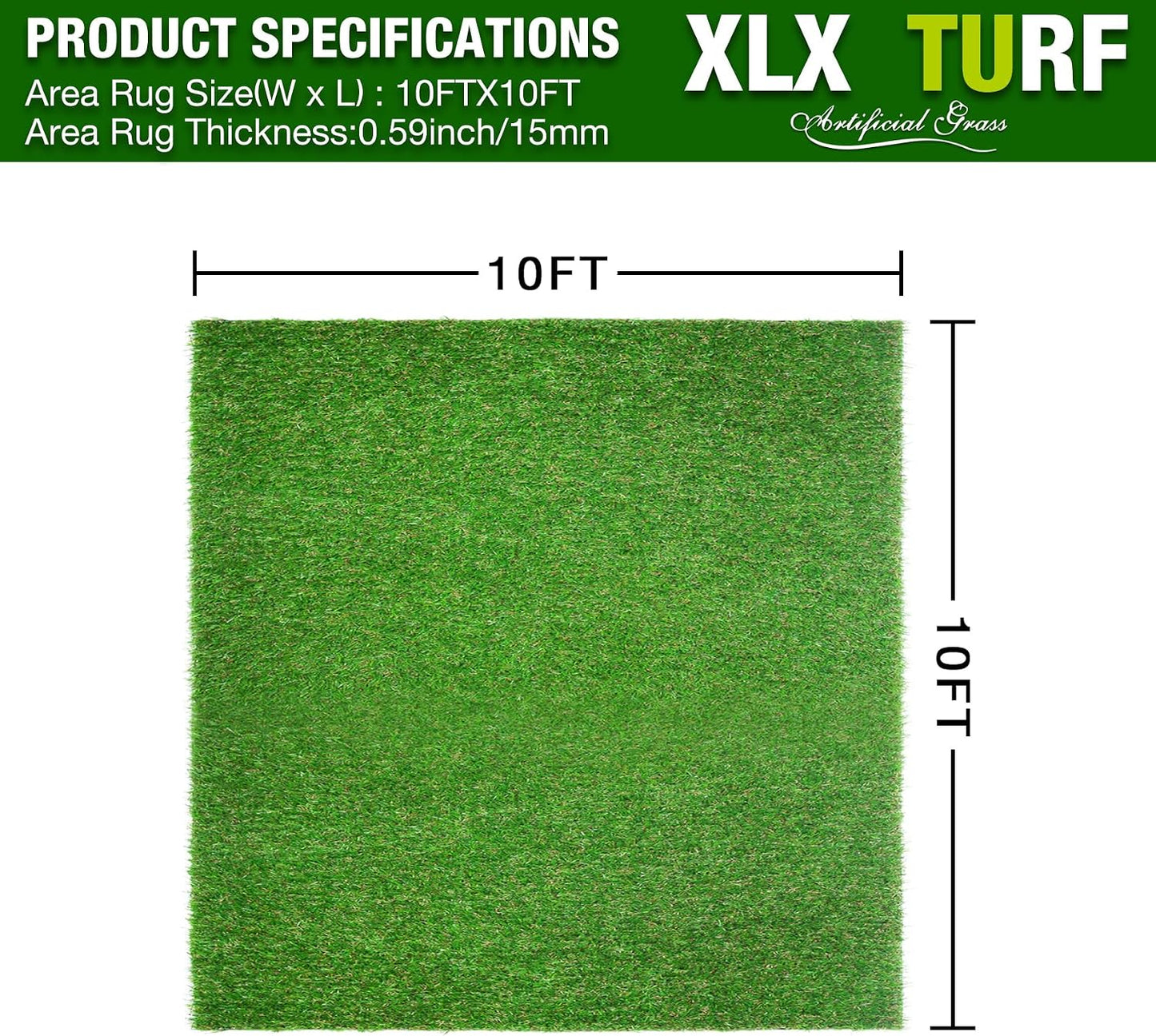 Alfombra césped artificial 10x10ft para patio mascotas