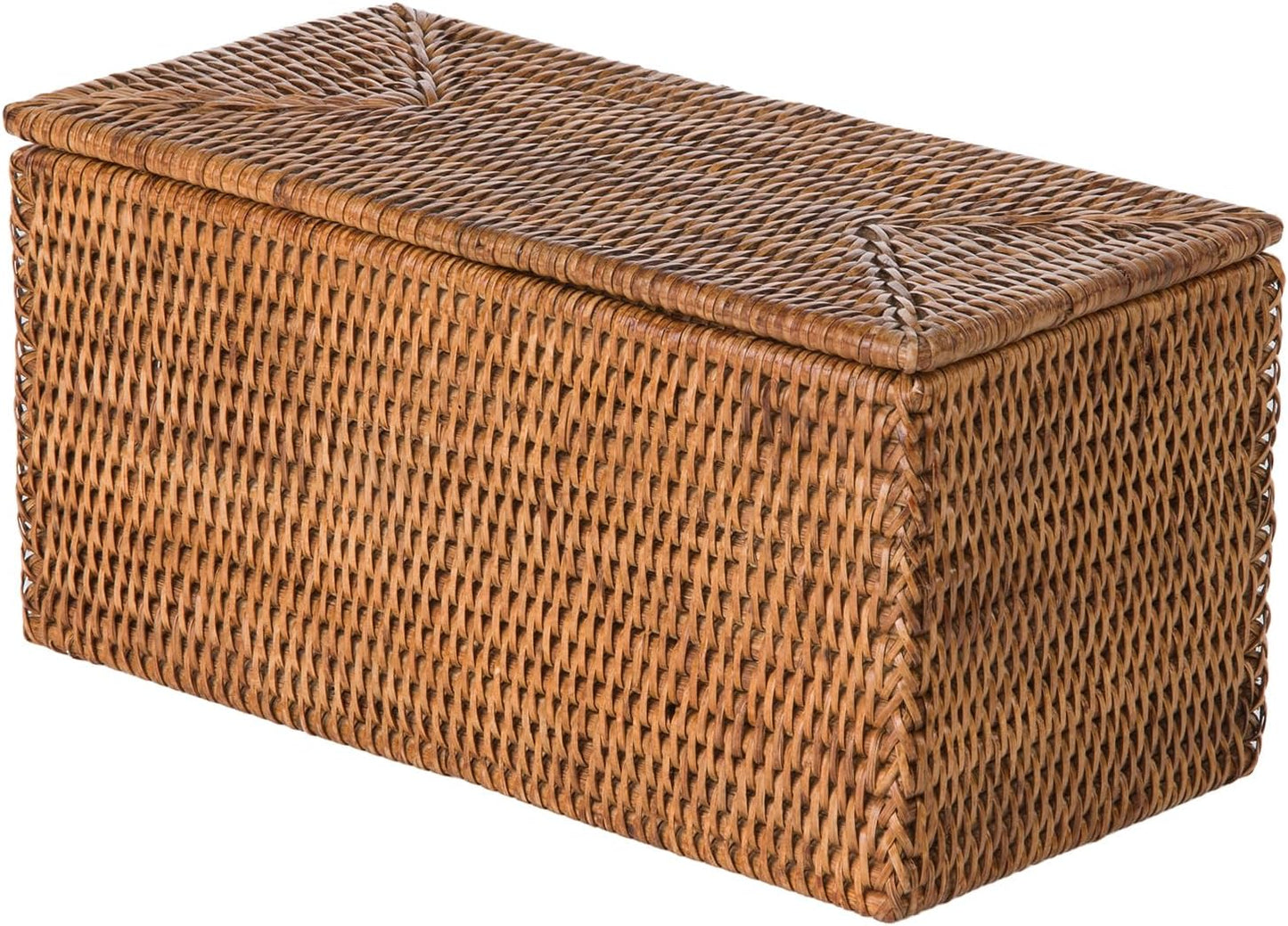 Caja ratán almacenamiento rollos inodoro rectangular marrón