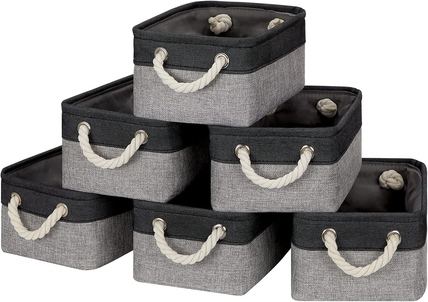 6 Cubos Almacenamiento Tela con Asas Negro 11.8
