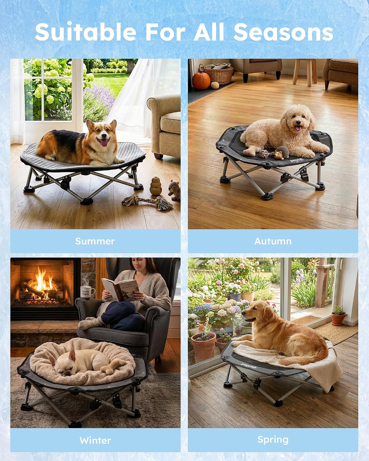 Cama plegable perros pequeños al aire libre con marco resistente