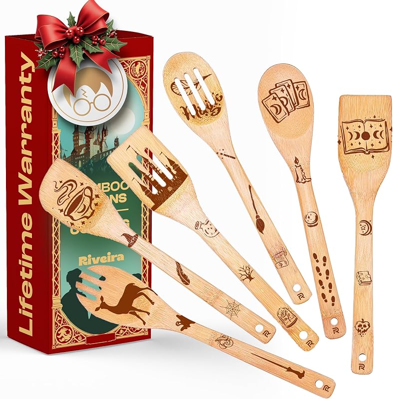 Set 6 cucharas madera orgánica para cocina regalo navidad