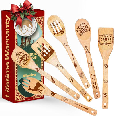 Set 6 cucharas madera orgánica para cocina regalo navidad
