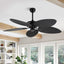 Ventilador techo bohemio negro 6 vel. hoja palma control
