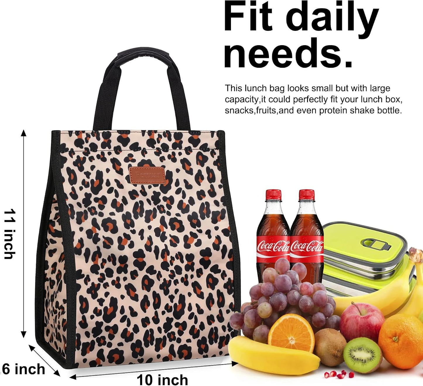 Bolsa almuerzo mujer aislada reutiliz. leopardo