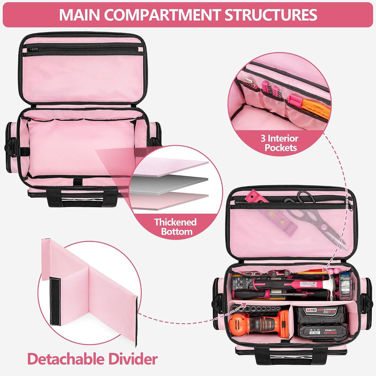 Bolsa herramientas mujer antifricción táctica rosa