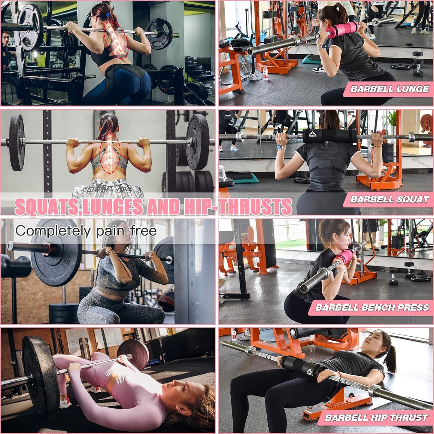 Set 10 Almohadillas Barra Cinturón Levantamiento Pesas