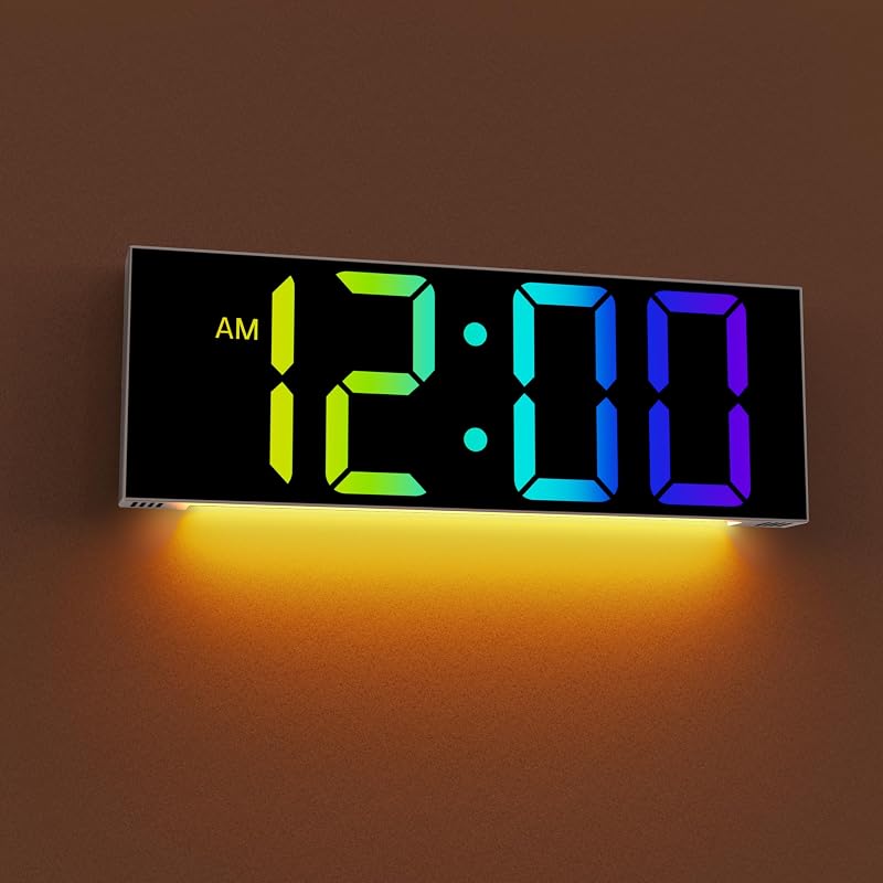 Reloj pared digital 12pulg LED RGB luz nocturna sala dormitorio