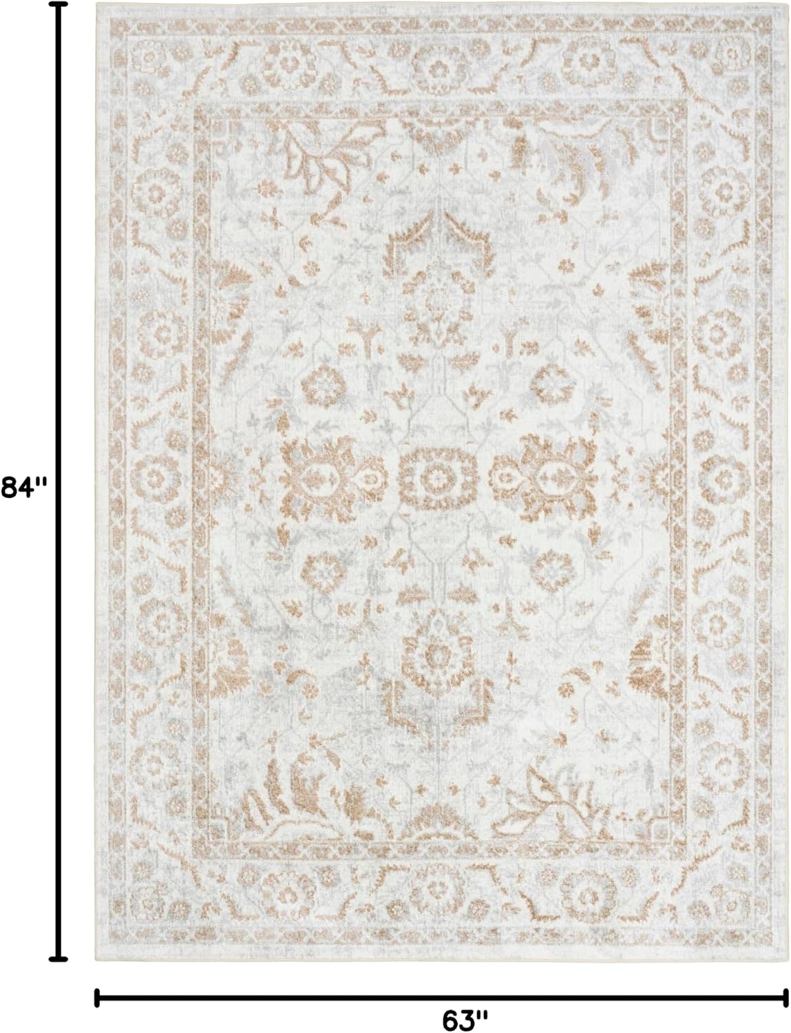 Alfombra lavable dormitorio sala 5'3"x7' gris