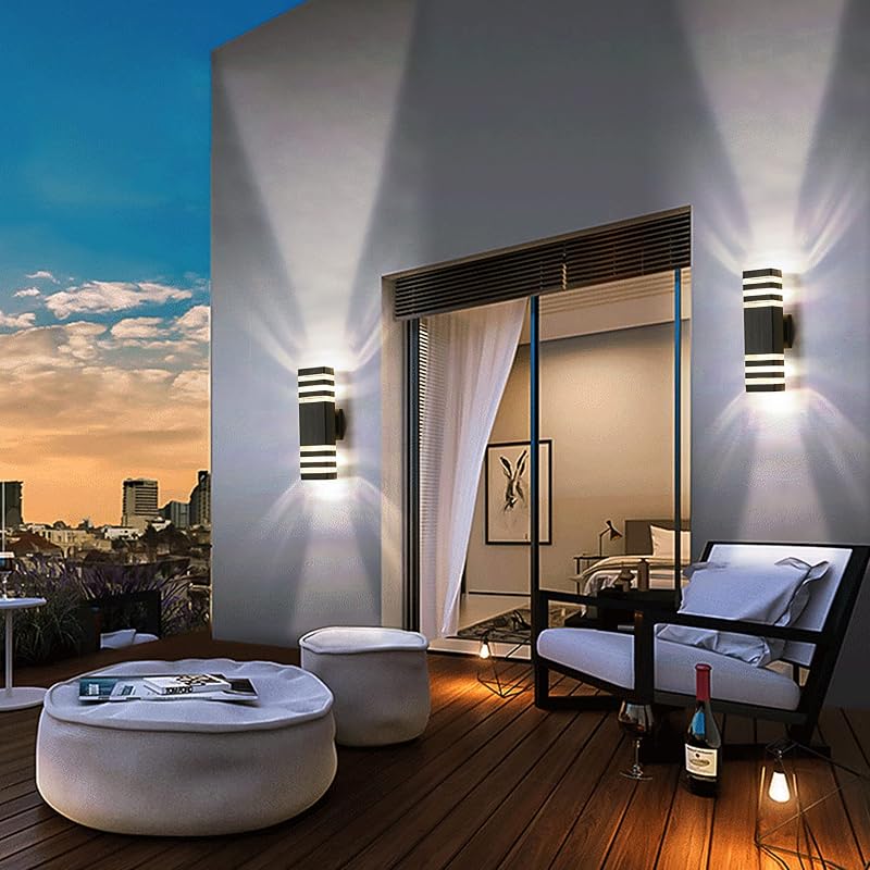 6 Luces pared exterior color negro aluminio IP65