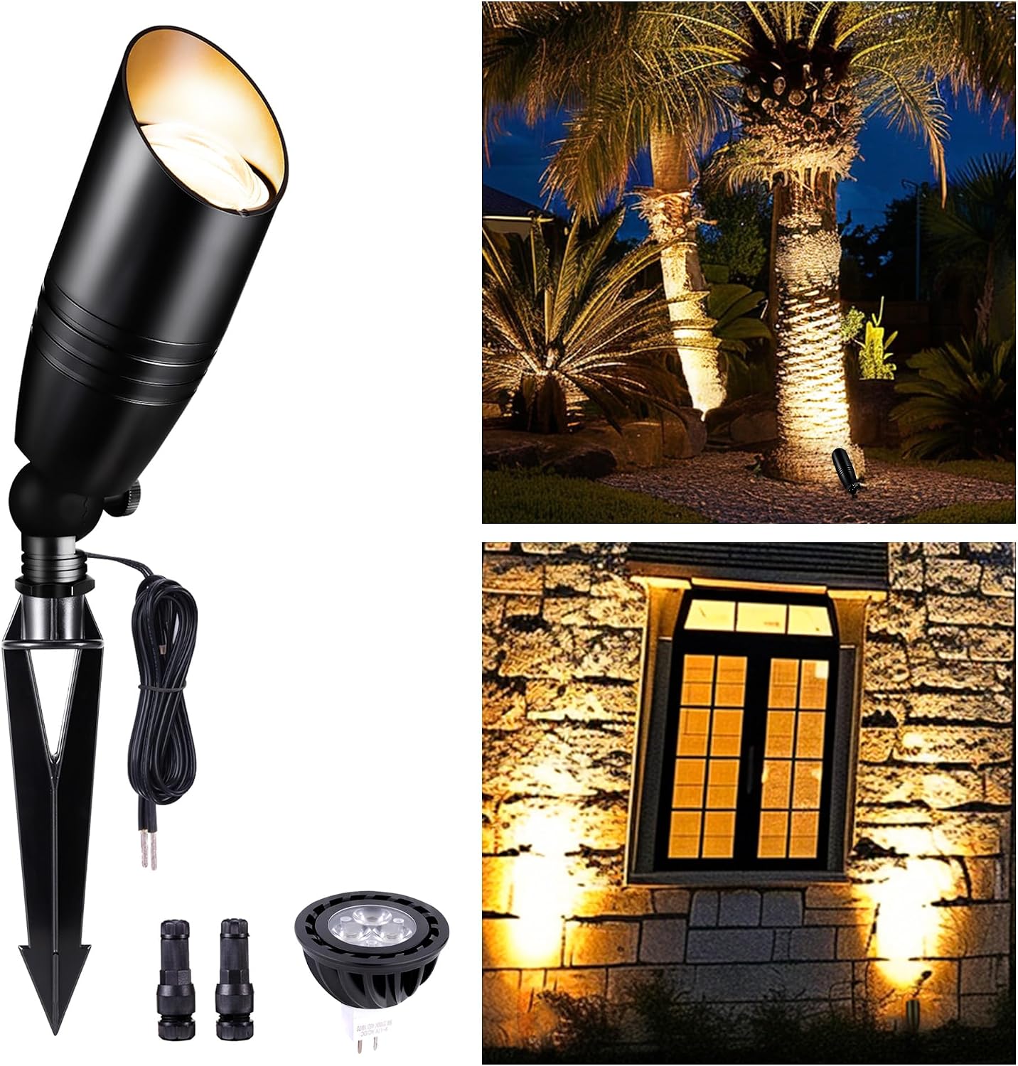 Focos LED negras 12V aluminio impermeable para árbol jardín