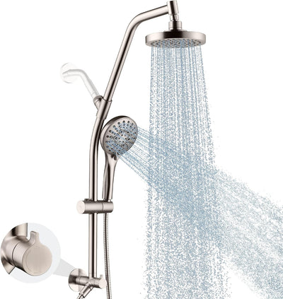Cabezal ducha lluvia doble barra latón ajustable