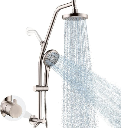 Cabezal ducha lluvia doble barra latón ajustable