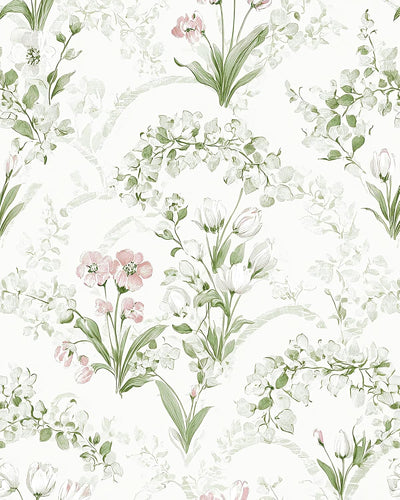 Papel tapiz floral verde contacto 16.9x118.1pulg