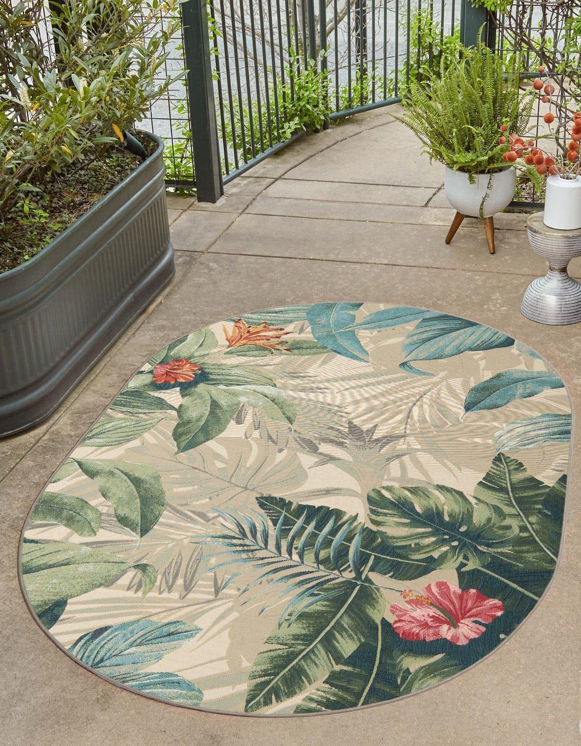Alfombra área ovalada Kula 4x6ft multi/gris